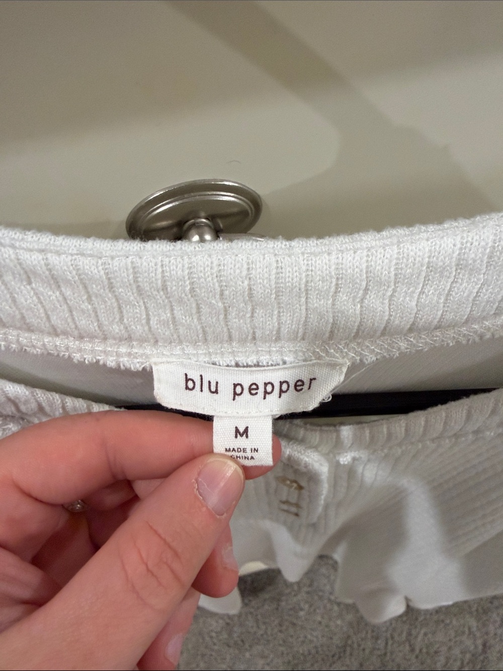Blu Pepper White Waffle-Knit Henley Sweatshirt - Picture 2 of 3